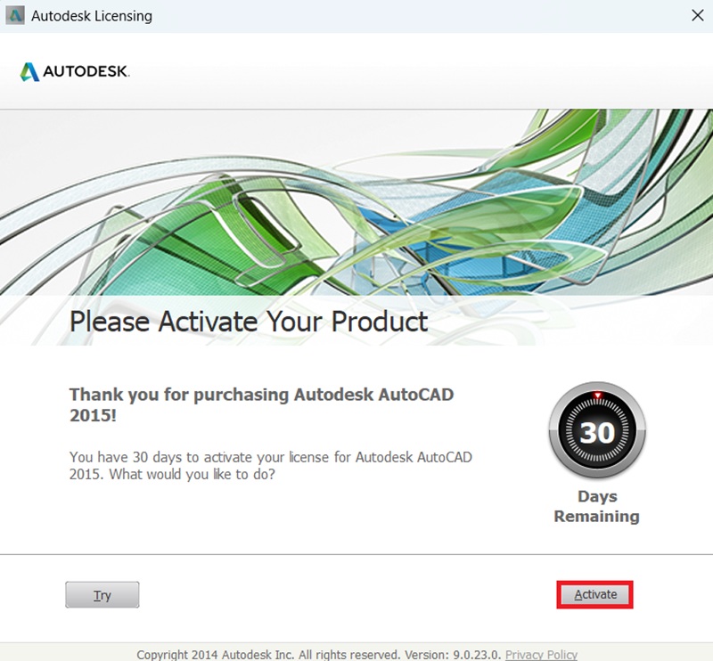 Activate để bắt đầu kích hoạt AutoCAD 2015 Activate để bắt đầu kích hoạt AutoCAD 2015