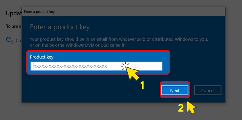 Nhập Product Key và bấm chọn Next để hoàn thành Nhập Product Key và bấm chọn Next để hoàn thành kích hoạt