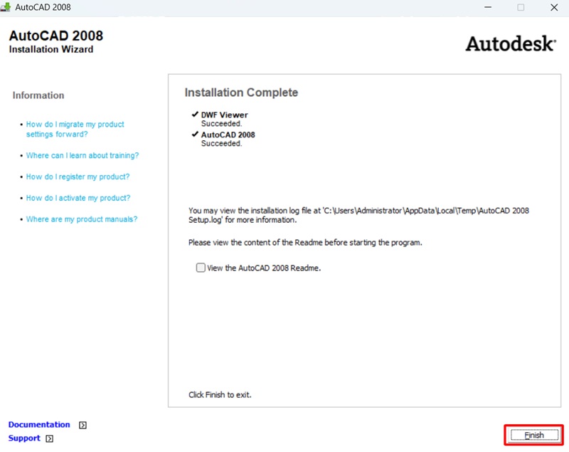 Bấm chọn vào mục Finish