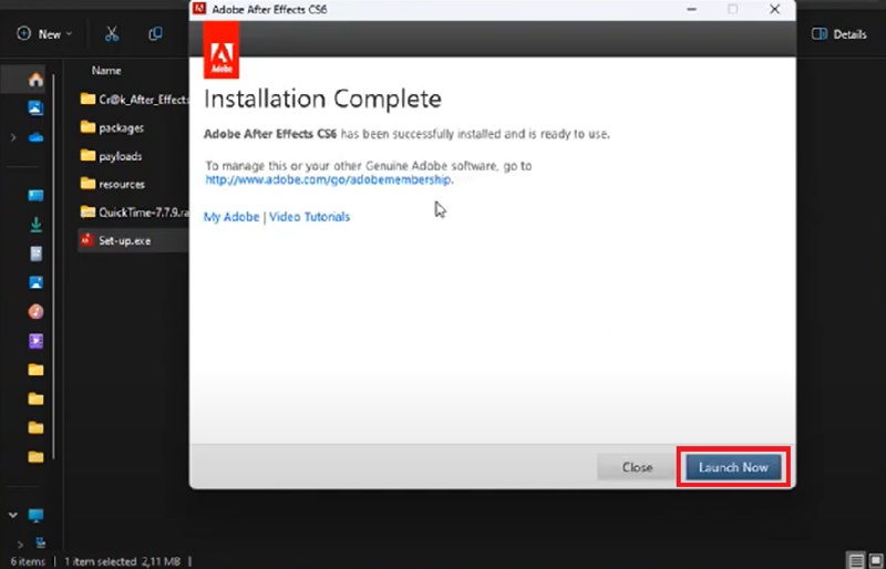 Bấm Launch để khởi động After Effects CS6 Bấm Launch để khởi động After Effects CS6