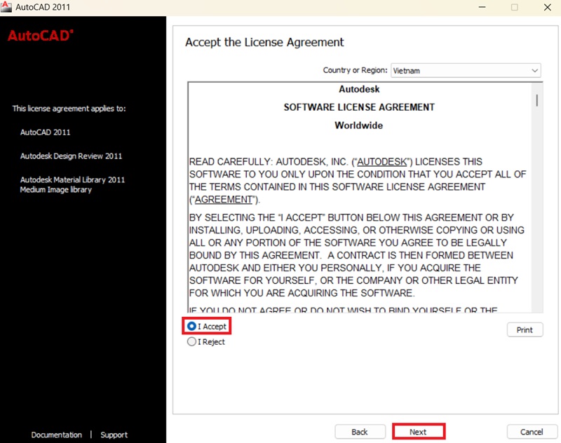 Bạn bấm chọn “I Accept” rồi bấm Next Bạn bấm chọn “I Accept” rồi bấm Next