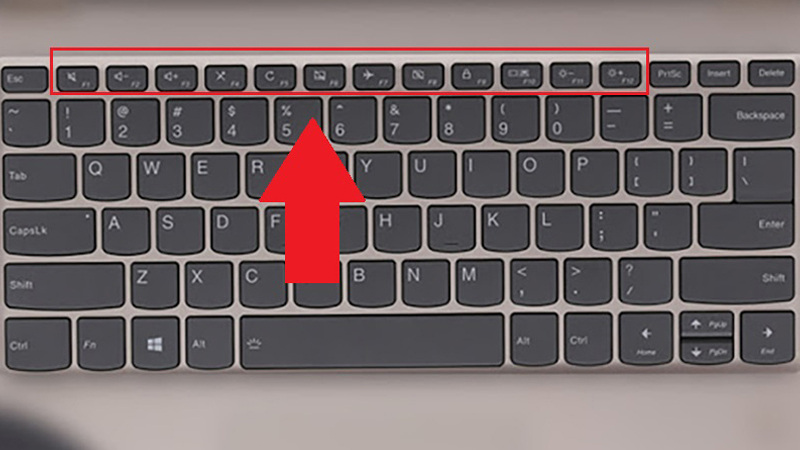 Nhìn trên dãy phím cứng F1 đến F12 và tìm biểu tượng đèn bàn phím