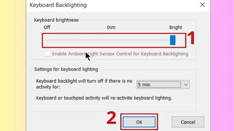 Tìm và kích hoạt tính năng Keyboard Brightness Kích hoạt tính năng Keyboard Brightness