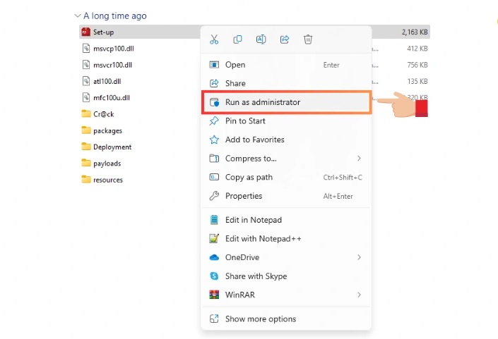 Mở thư mục và tìm file “Setup.exe” Mở thư mục và tìm file “Setup.exe”