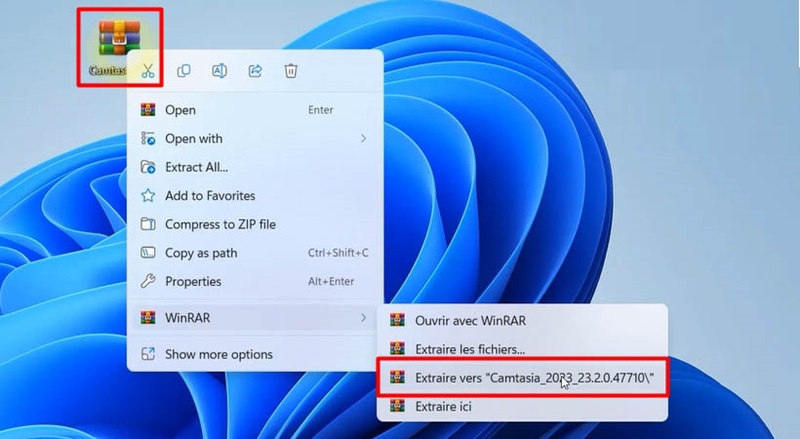 Giải nén tệp cài đặt Camtasia 2023 vào thư mục dễ truy cập Giải nén tệp cài đặt Camtasia 2023 vào thư mục dễ truy cập