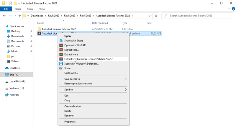 Giải nén file License đã tải về để kích hoạt Revit 2022 Giải nén file License đã tải về để kích hoạt Revit 2022