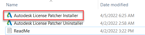 Mở thư mục giải nén, chạy file Autodesk License Patcher Installer với quyền Admin Mở thư mục giải nén, chạy file Autodesk License Patcher Installer với quyền Admin