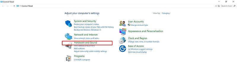 Chọn Hardware and Sound