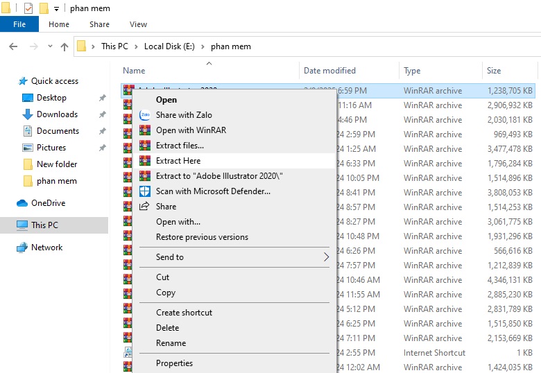 Tiến hành giải nén phần mềm Tiến hành giải nén phần mềm