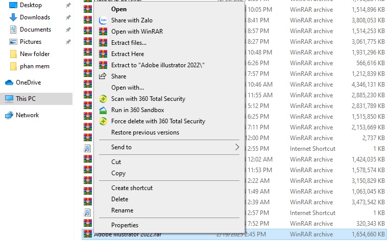 Chọn vào mục “Extract here” để giải nén Chọn vào mục “Extract here” để giải nén