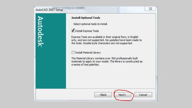 Chọn “Install Express Tools” và “Next”