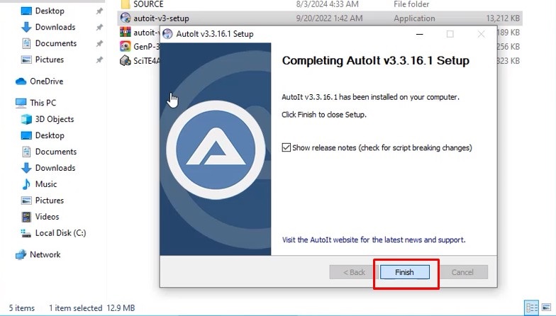 Bấm chọn vào mục Finish để kết thúc
