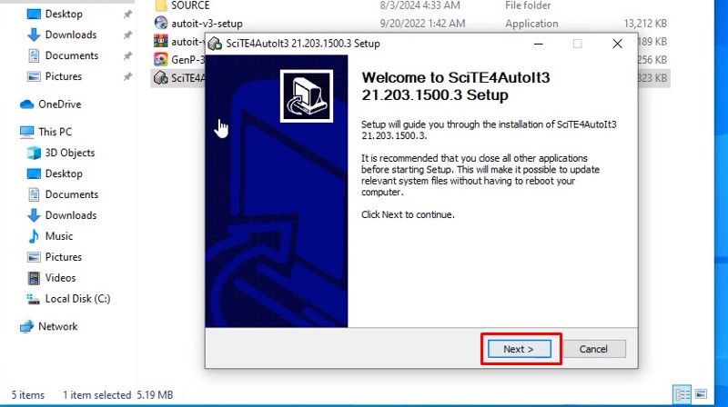 Bấm chọn vào Next