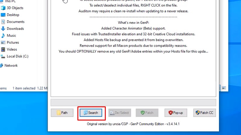 Bấm vào Search để tìm kiếm