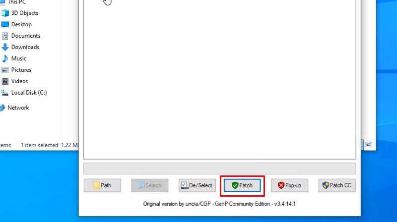 Chọn vào mục Patch để áp dụng