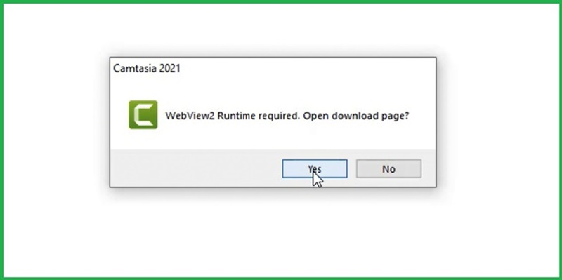 Chọn “Yes” để cài đặt tính năng WebView2 và tiếp tục Chọn “Yes” để cài đặt tính năng WebView2 và tiếp tục