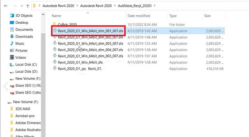 Mở thư mục giải nén, nhấp file Revit_2020_G1_Win_64bit_dlm_001_007.exe để cài đặt Mở thư mục giải nén, nhấp file Revit_2020_G1_Win_64bit_dlm_001_007.exe để cài đặt
