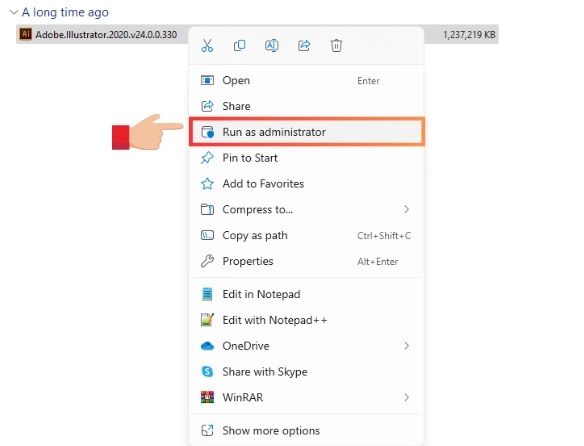 chọn "Run as administrator" chọn "Run as administrator"