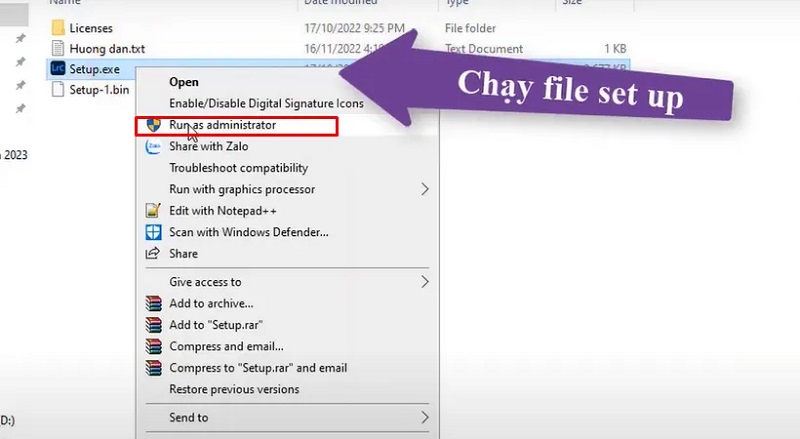 Tiến hành chạy cài đặt phần mềm