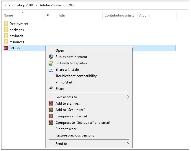 Chọn Run as Administrator để chạy Chọn Run as Administrator để chạy
