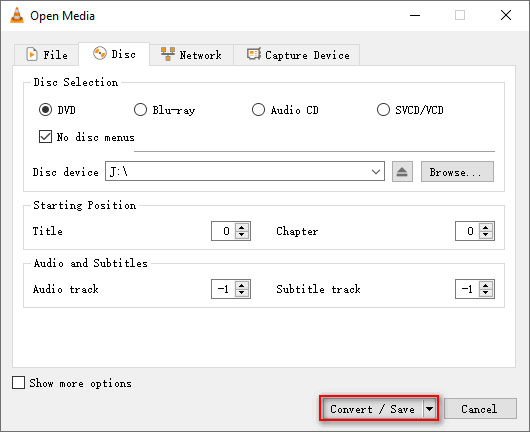 Chọn tab "Disc" Chọn tab "Disc"