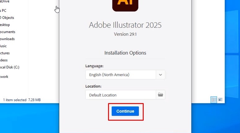 Tích chọn vào Continue như hình