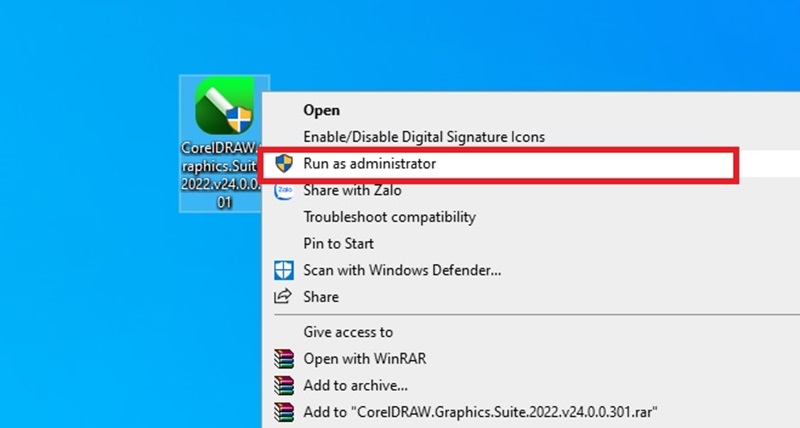 Chạy file setup.exe với quyền admin để bắt đầu cài đặt