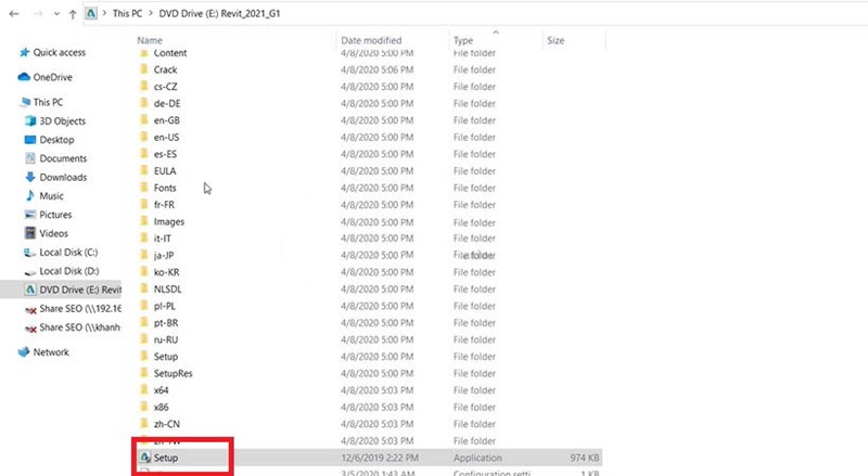Nhấp đúp vào file “setup.exe” để bắt đầu cài đặt Revit 2021 Nhấp đúp vào file “setup.exe” để bắt đầu cài đặt Revit 2021