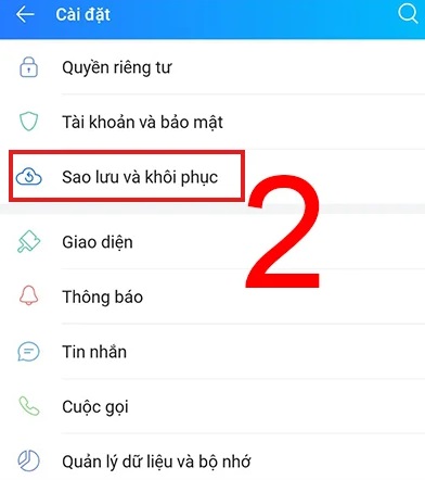 Chọn mục “Sao lưu và khôi phục” Chọn mục “Sao lưu và khôi phục”