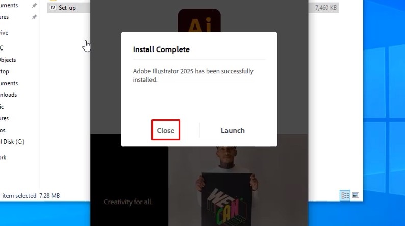 Bạn chỉ cần bấm chọn Close
