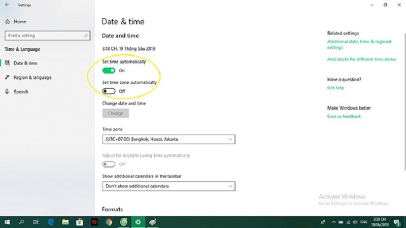 Tùy chọn “Set time zone automatically” Tùy chọn “Set time zone automatically”