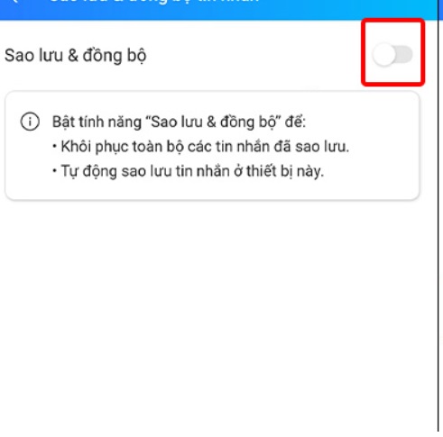 Chọn vào mục “Sao lưu” Chọn vào mục “Sao lưu”