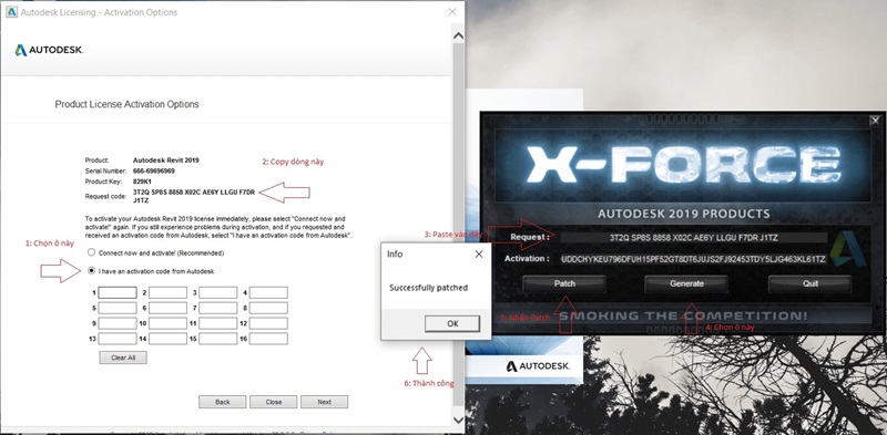 Chọn “I have an ...”, sao chép Request code và dán vào ô yêu cầu Chọn “I have an ...”, sao chép Request code và dán vào ô yêu cầu