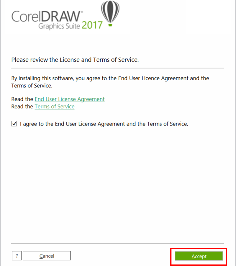 Đọc kỹ điều khoản và chọn Accept nếu bạn đồng ý để tiếp tục