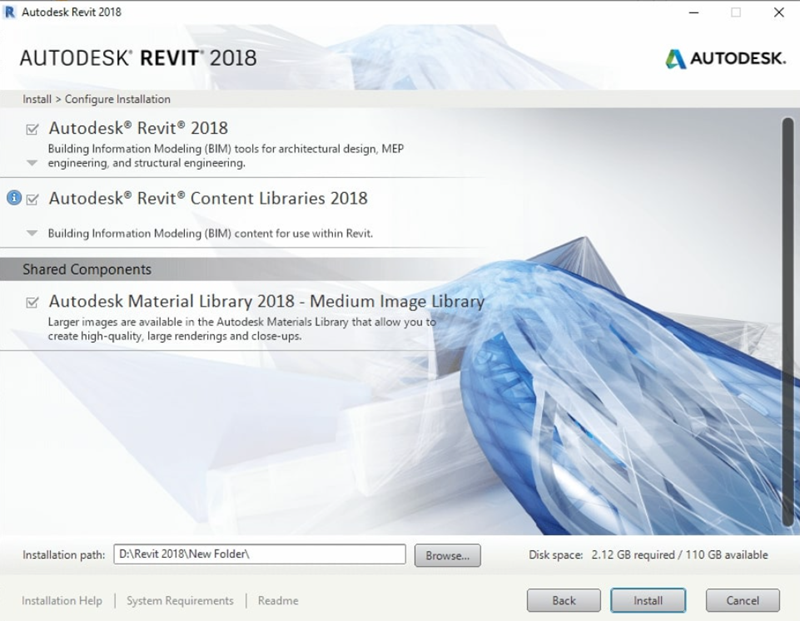 Bỏ chọn phần mềm không cần thiết, giữ “Autodesk Revit 2018” rồi nhấn “Install” Bỏ chọn phần mềm không cần thiết, giữ “Autodesk Revit 2018” rồi nhấn “Install”