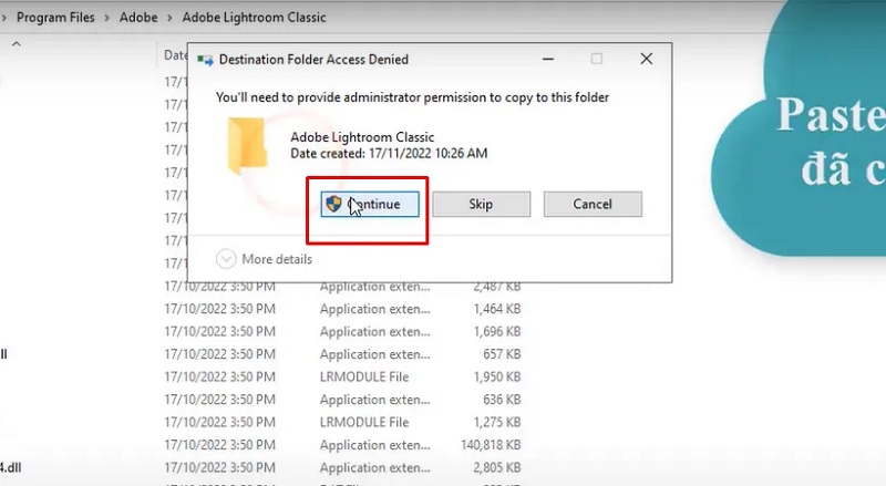Nhấn chọn vào Continue để xác nhận