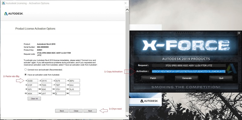 Sao chép Activation code, dán vào ô tương ứng, rồi nhấn “Next” Sao chép Activation code, dán vào ô tương ứng, rồi nhấn “Next”