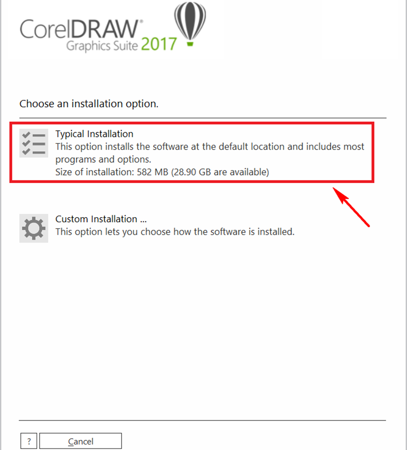 Chọn Typical installation để cài đặt nhanh theo cấu hình mặc định
