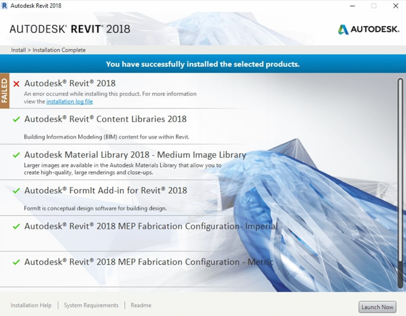 Nhấn “Launch Now” để hoàn tất cài đặt và mở Revit 2018 Nhấn “Launch Now” để hoàn tất cài đặt và mở Revit 2018