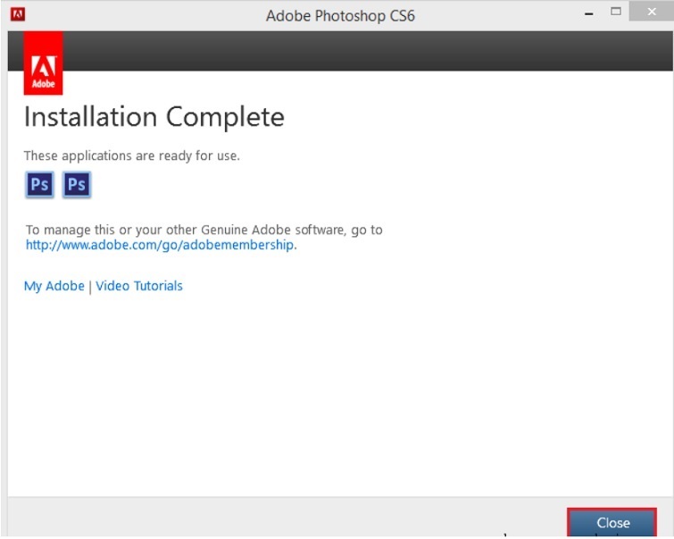Nhấn nút Close để kết thúc quá trình cài đặt