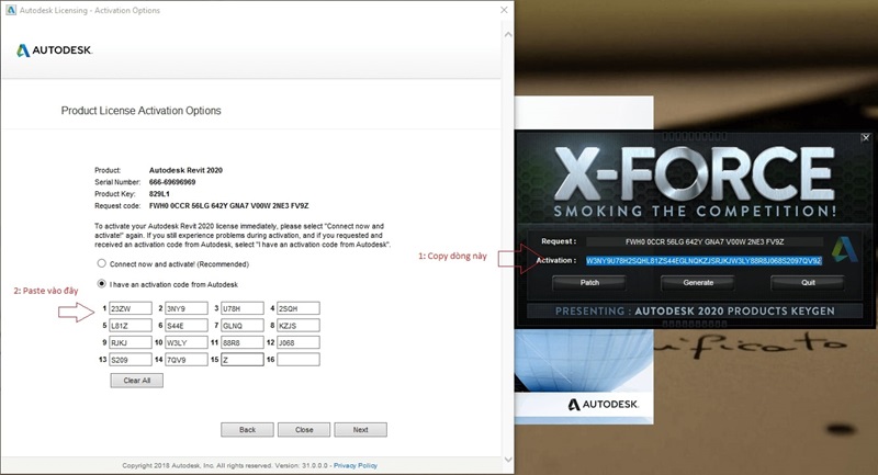 Sao chép Activation Code, dán vào ô và nhấn “Next” để tiếp tục Sao chép Activation Code, dán vào ô và nhấn “Next” để tiếp tục