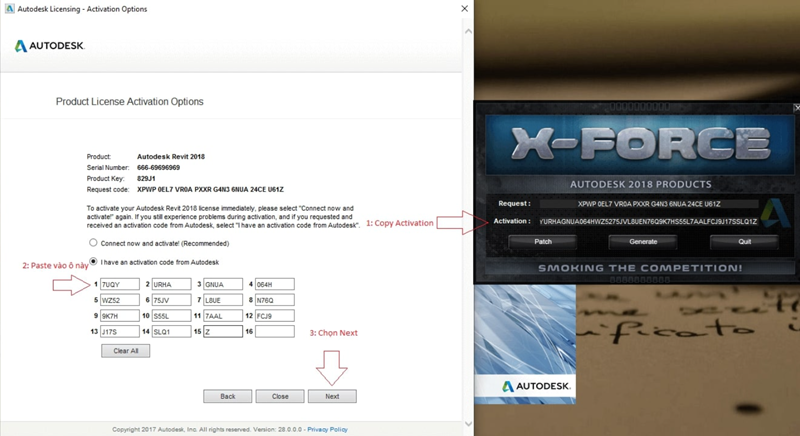 Nhấn “Generate”, chọn “Patch”, sao chép Activation Code và dán vào ô yêu cầu Nhấn “Generate”, chọn “Patch”, sao chép Activation Code và dán vào ô yêu cầu