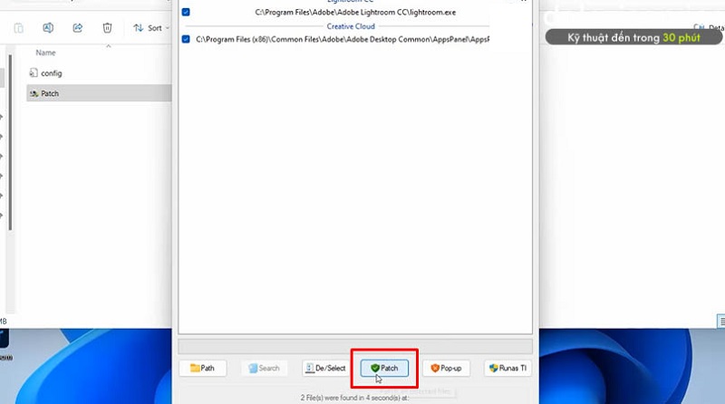 Tiếp đến chọn mục Patch để áp dụng bản vá Tiếp đến chọn mục Patch để áp dụng bản vá