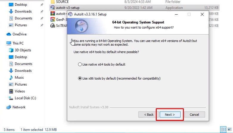 Bấm Next ba lần liên tiếp