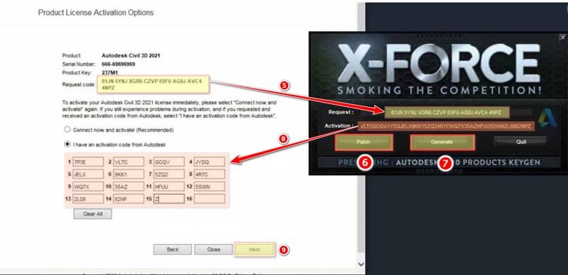 Sao chép Request Code, dán vào ô Request, nhấn Generate rồi Patch Sao chép Request Code, dán vào ô Request, nhấn Generate rồi Patch