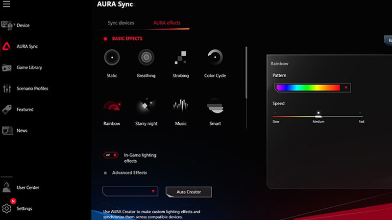 Chọn tab Lighting và điều chỉnh ánh sáng đền nền theo nhu cầu Chọn tab Lighting