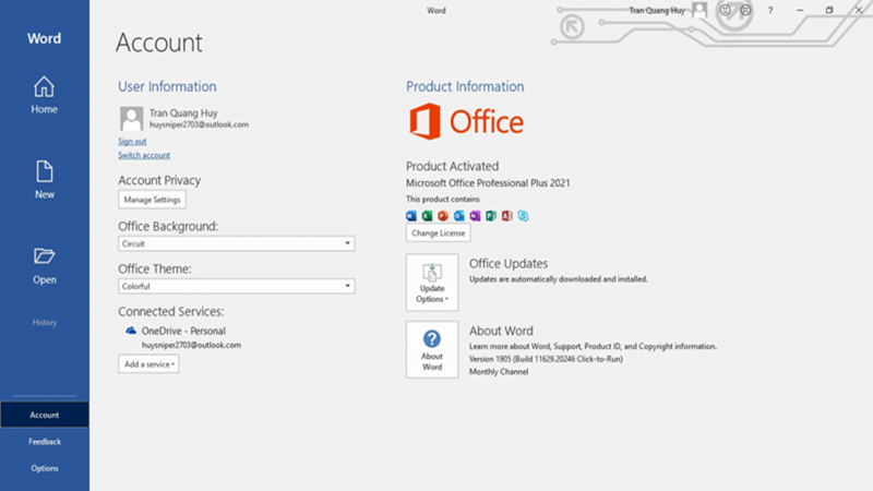 Tăng hiệu suất, lưu trực tuyến dễ dàng qua OneDrive Office 2021 có Dark Mode, giảm mỏi mắt khi làm việc ban đêm