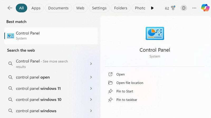Nhấn tổ hợp phím Windows + X và chọn Control Panel Chọn Control Panel