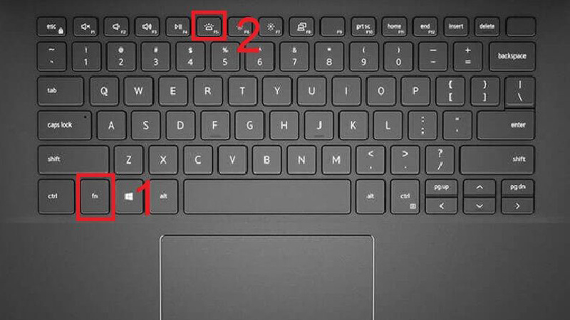 Nhấn tổ hợp phím Fn + F5 để bật đèn bàn phím Sử dụng tổ hợp phím Fn + F5