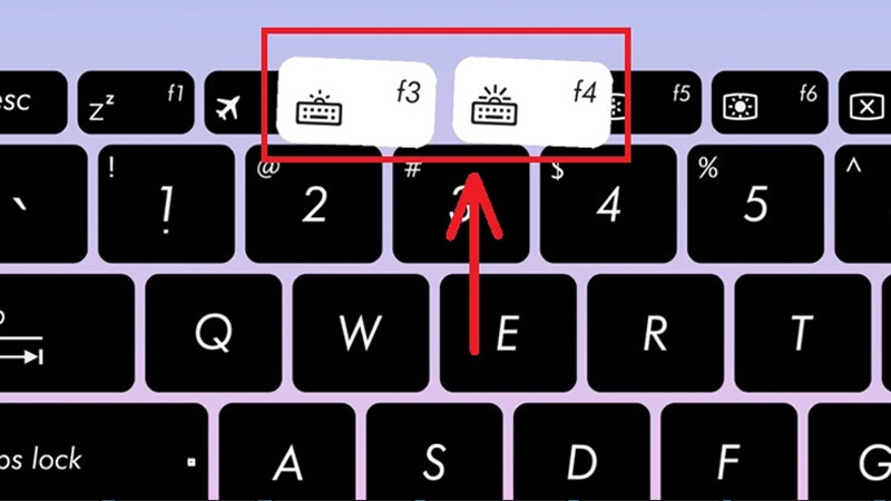 Dùng phím F3 hoặc F4 bật đèn bàn phím laptop Asus